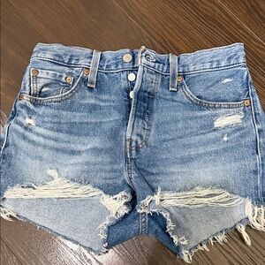 Levi's Light Blue Distressed Jean Shorts